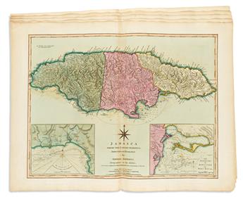 LAURIE & WHITTLE. Group of 7 double-page or folding hand-colored engraved maps.